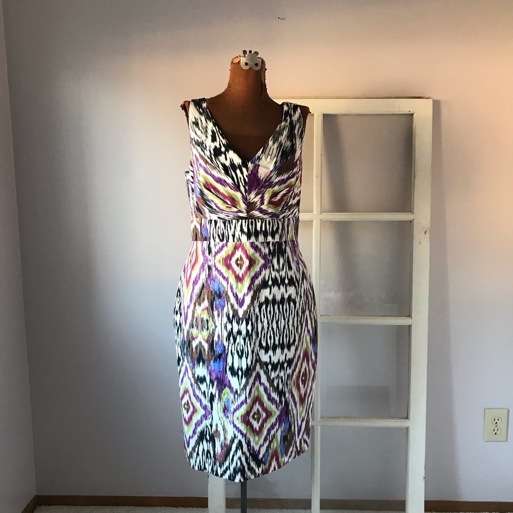 Lafayette 148 Multicolor Abstract Pattern Dress - image 1